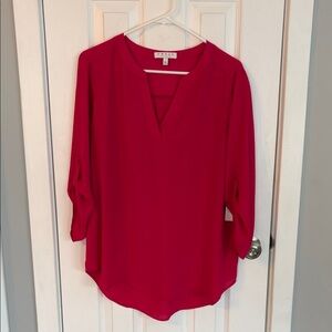 Chaus Bold pink V-Neck Blouse